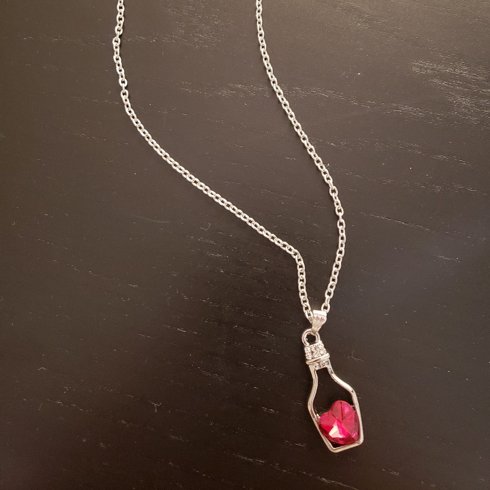 Crimson Red Heart Necklace